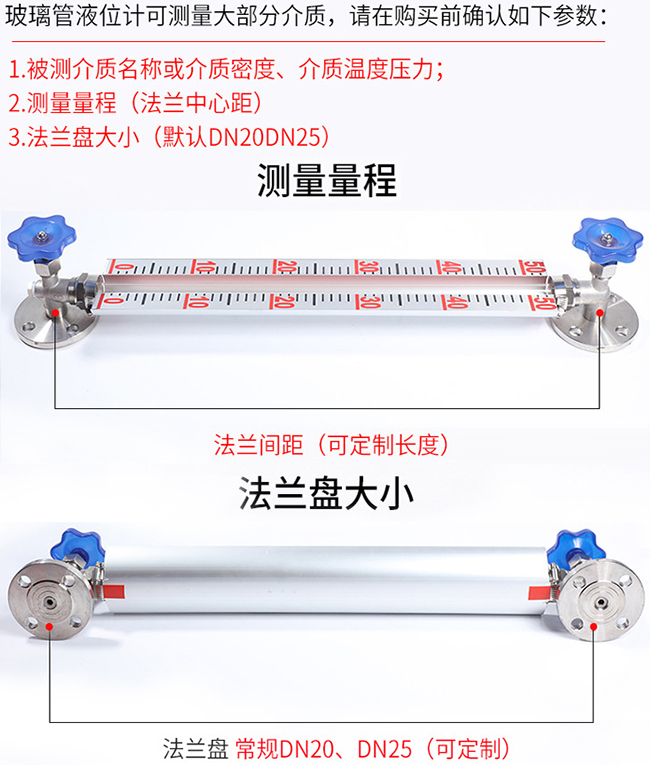 耐腐蝕型玻璃管液位計選型表