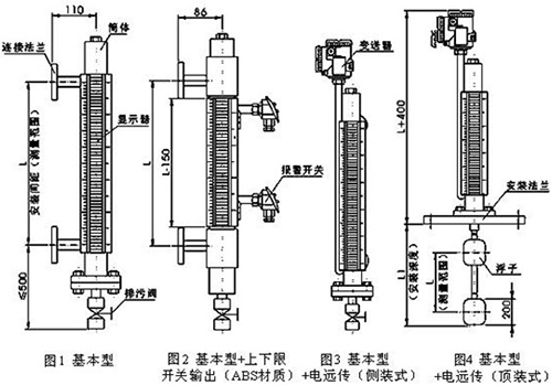 側(cè)裝式磁性翻板液位計結(jié)構(gòu)原理圖