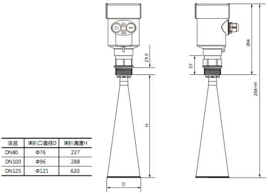 導(dǎo)波雷達液位計RD708外形尺寸圖